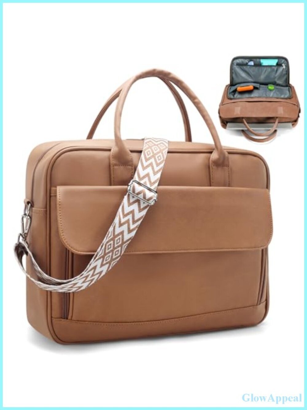 17" Laptop PU Leather Tote Bag for Women Work Briefcase Nurse Teacher